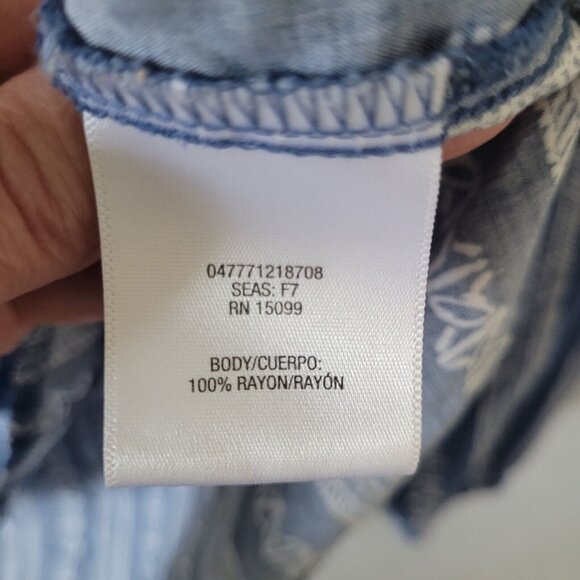 Simply Styled Boho Top Womens Size S Blue Printed Long Sleeve Casual - Picture 4 of 10